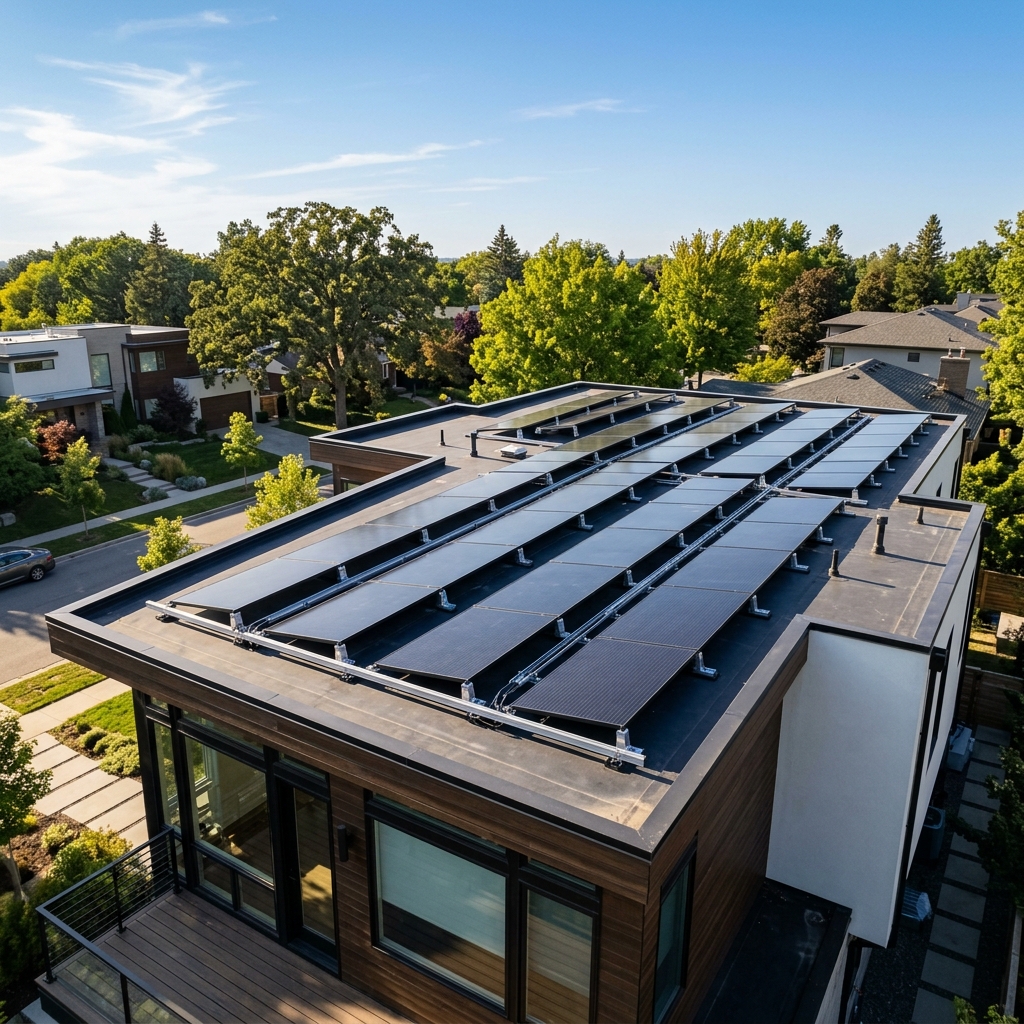 Rooftop after solar installation