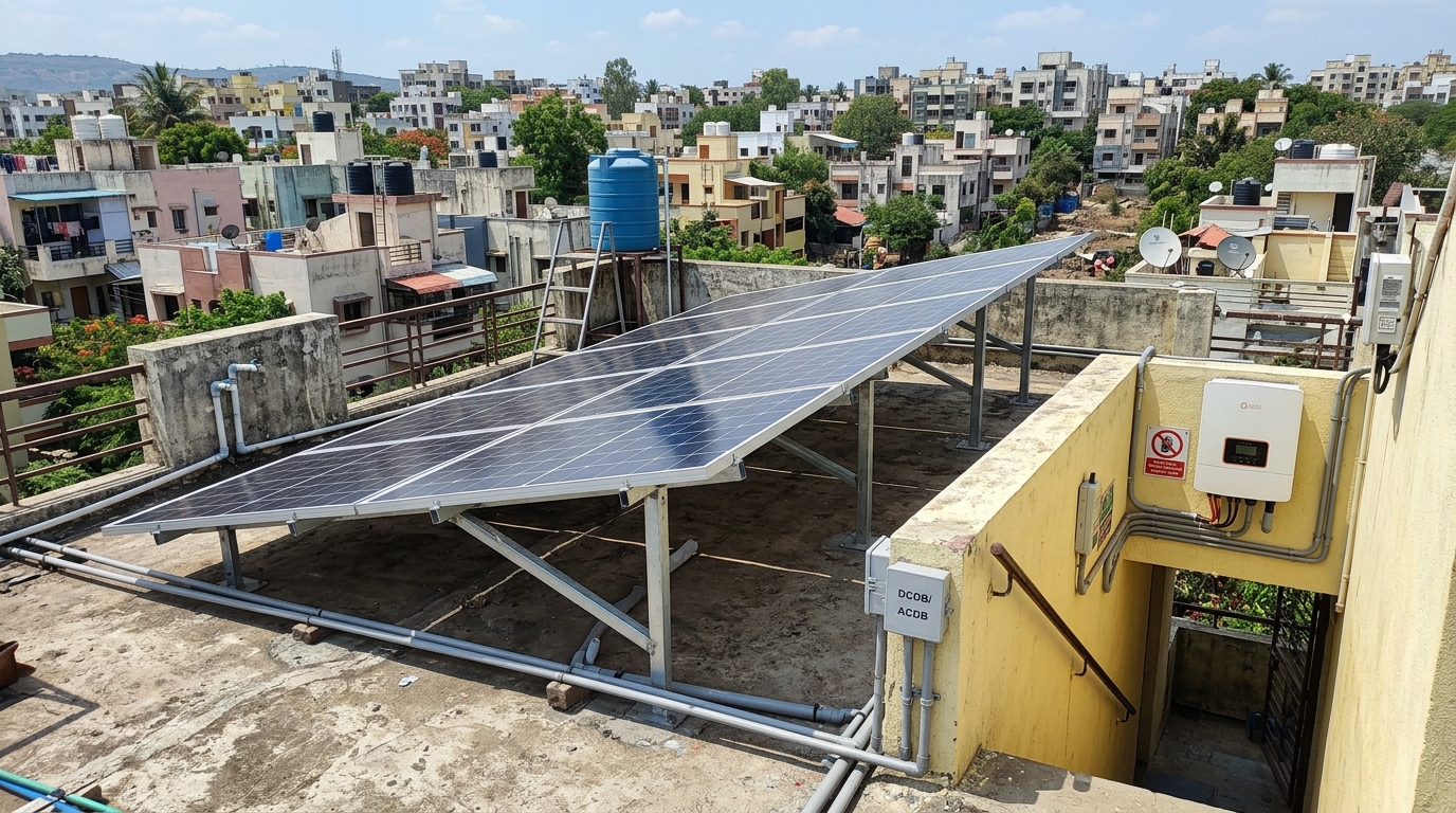 Residential 3kW to 5kW Rooftop Solar Installation on Pune Terrace