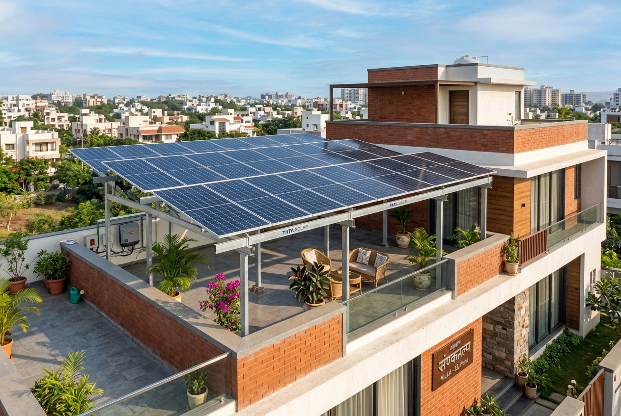 Realistic Indian Residential Rooftop Solar Installation Pune Maharashtra